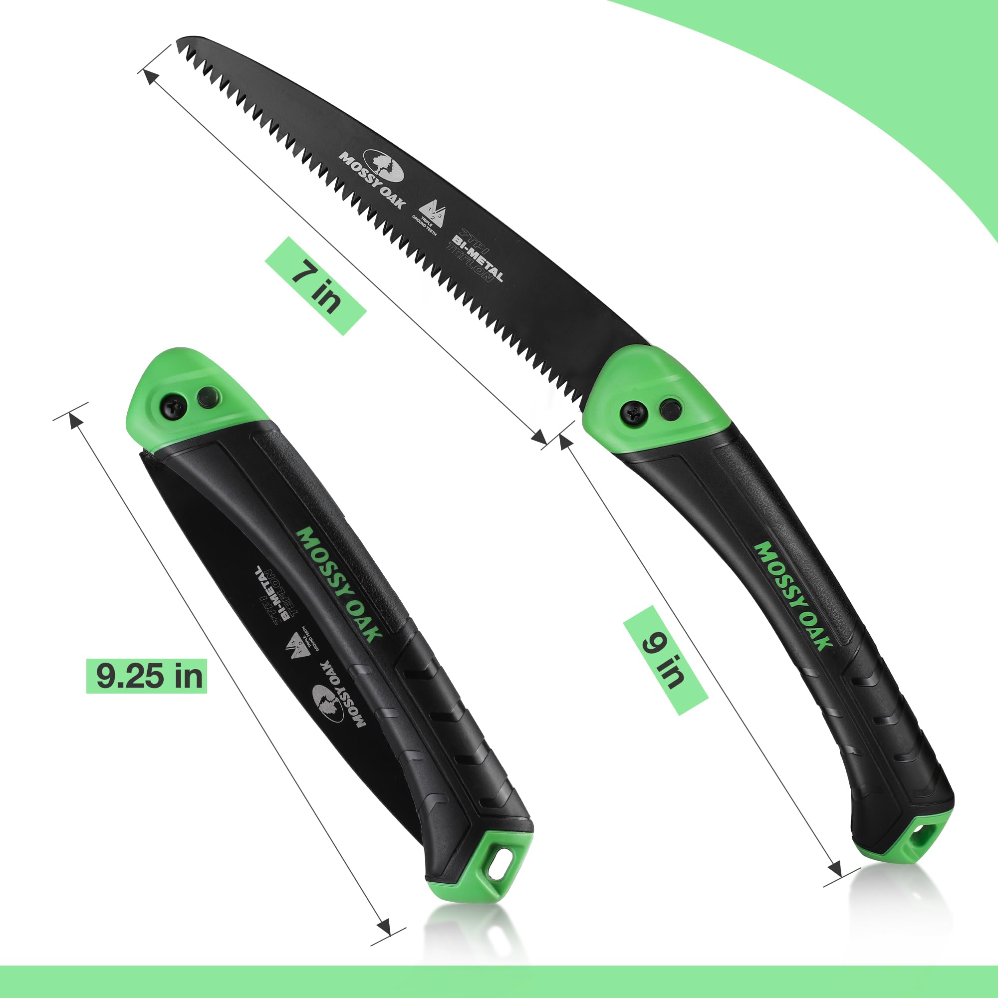 **MOSSY OAK 7-Inch Folding Pruning Saw - D6A & M2 Bimetal Blade, Compact Hunting Hand Saw with Pouch for Deer, Tree, Wood & Limb Cutting - Perfect for Camping, Hiking & Outdoor Survival**