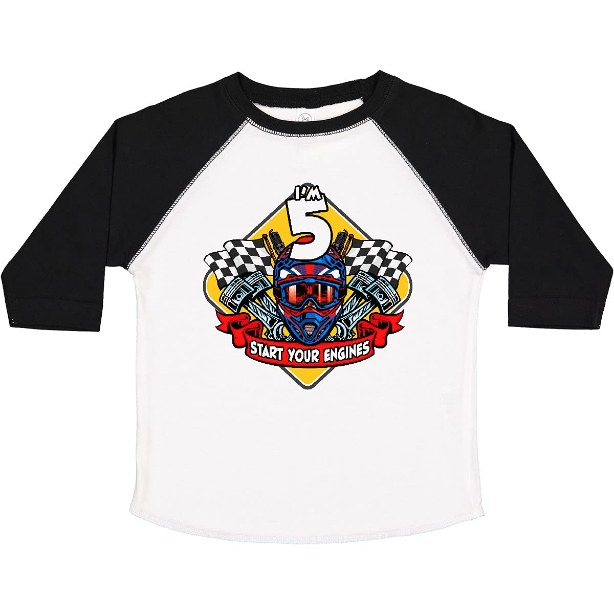 Inktastic Race Car 5th Birthday Toddler T-Shirt - Cute Boys' Racing Themed Cotton Tee for Birthday Party & Casual Wear