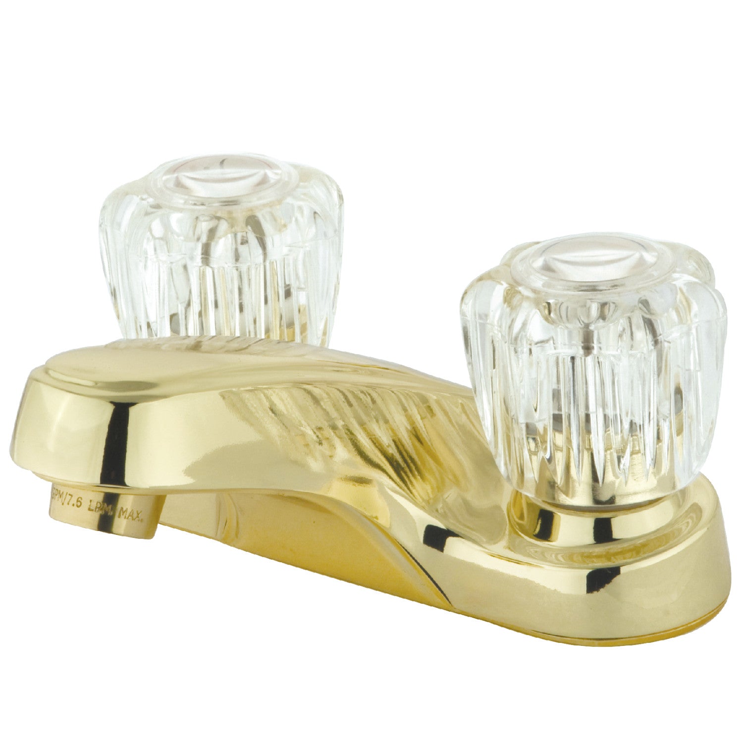 Americana KB162LP 4 Inch Centerset Bathroom Faucet - Double Handle 3 Hole Deck Mount in Polished Brass - Perfect for Bathroom Vanity Sink and Powder Room Renovation