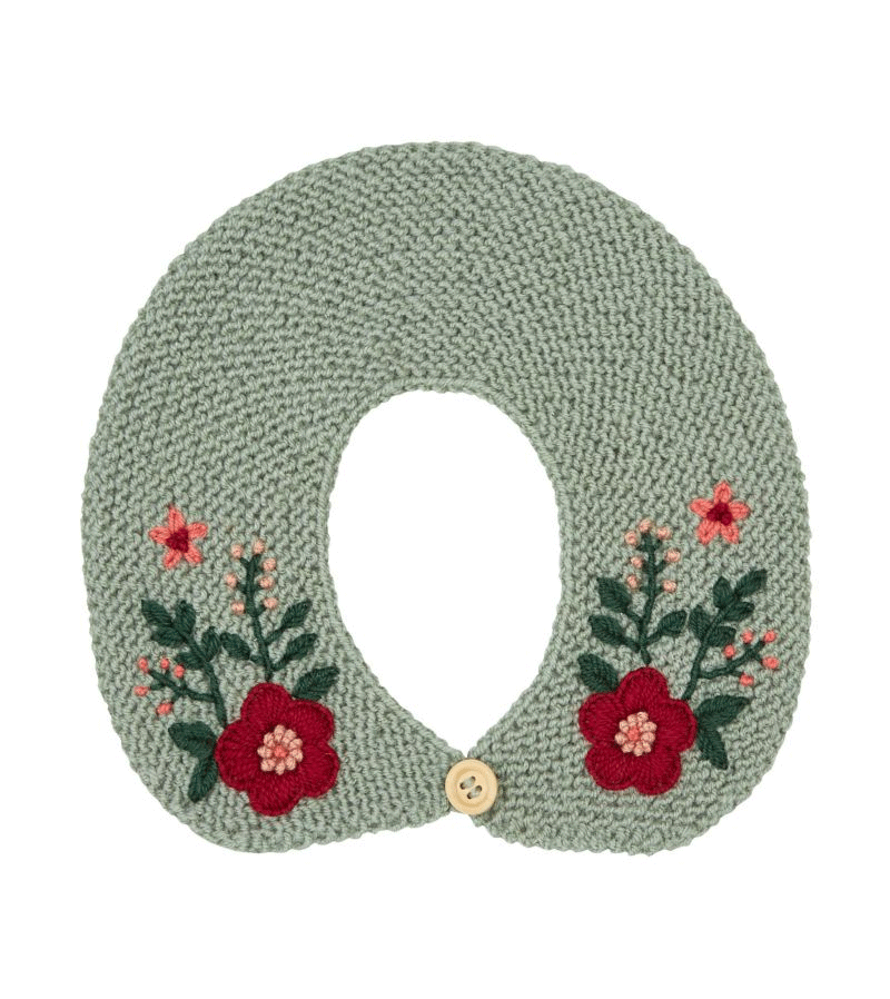RKO Handmade Green Embroidered Knit Collar - Elegant Crochet Necklace for Women, Perfect for Boho Fashion, Weddings & Special Occasions