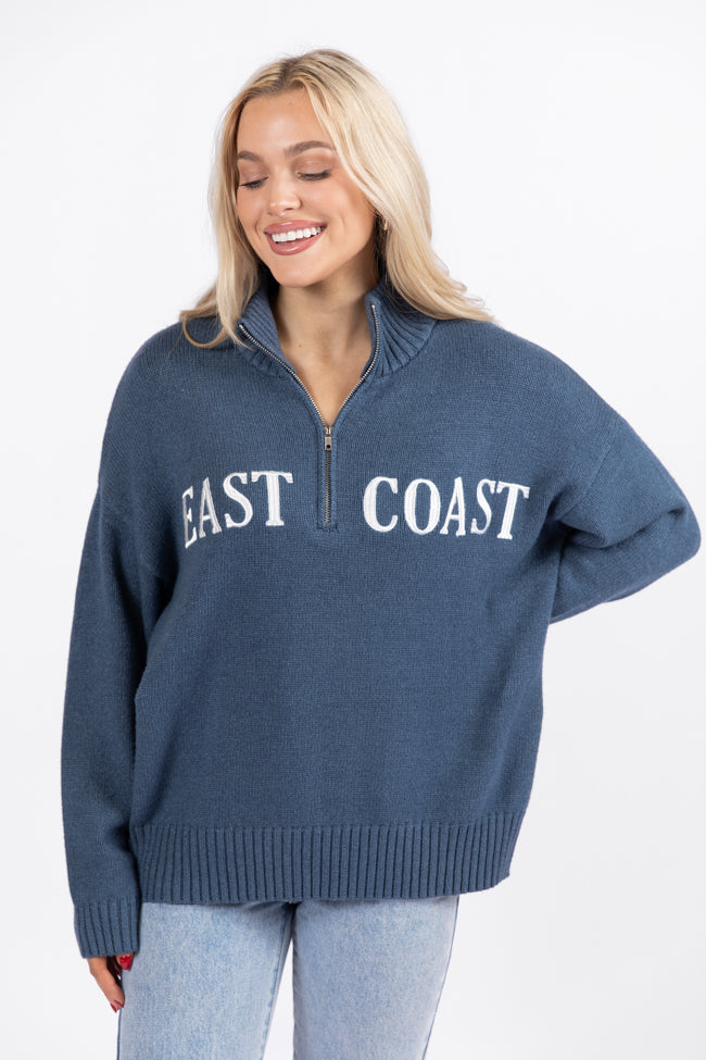 Roll With It Navy East Coast Quarter Zip Sweater - Men's Casual Pullover for Fall & Winter | Perfect for Outdoor Activities, Travel, and Work