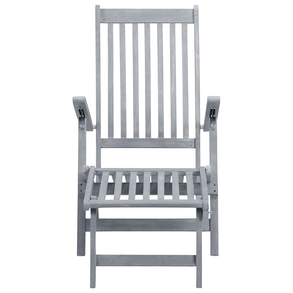 Outdoor Chaise Lounge Chair with Footrest & Cushion - Solid Acacia Wood Patio Furniture for Deck, Garden, Balcony, Beach | Perfect for Relaxing, Sunbathing & Outdoor Lounging