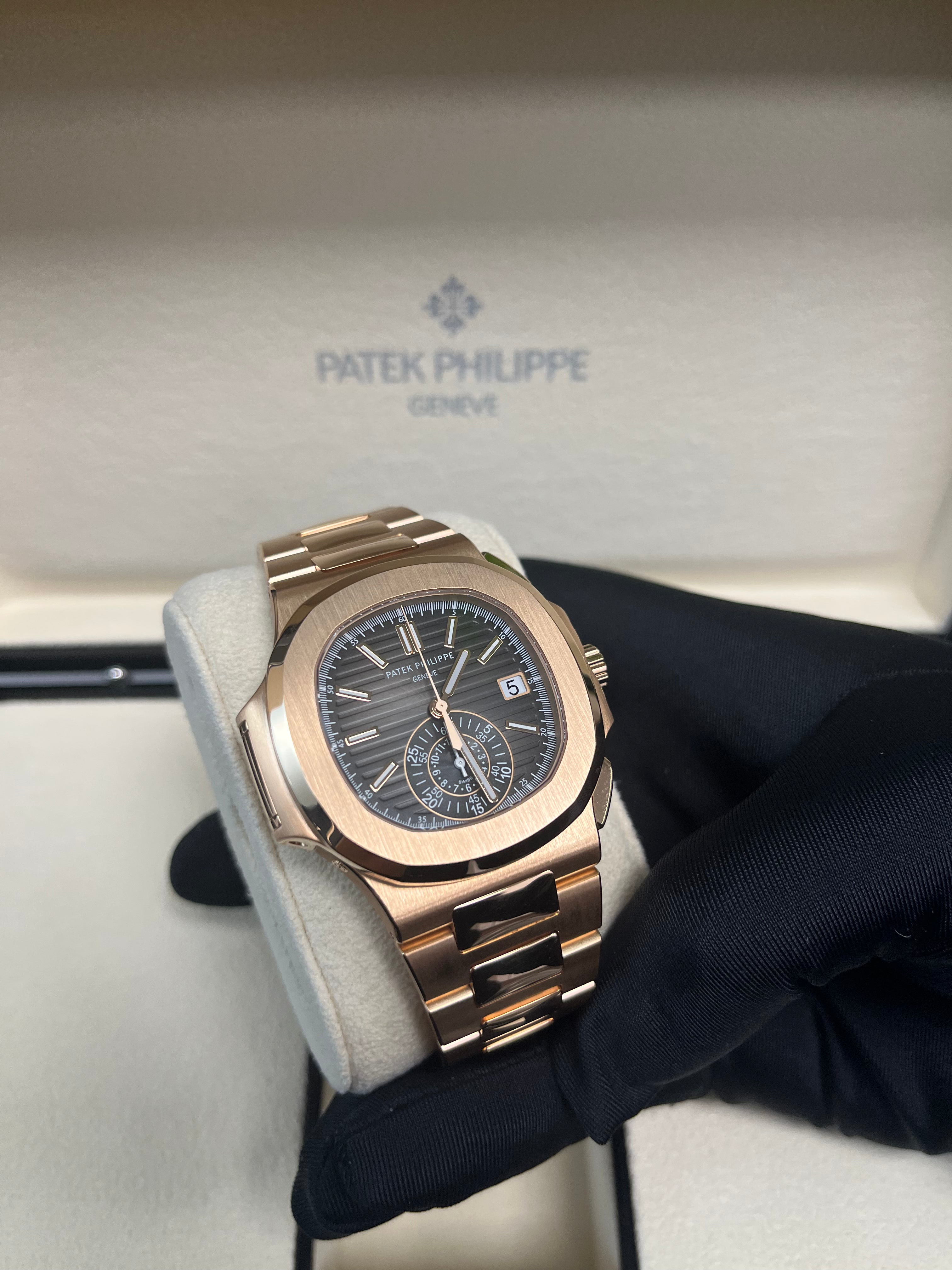 Patek Philippe Nautilus Rose Gold Watch with Black Gradient Dial - Ref#5980/1R 001 - Luxury Swiss Timepiece for Men, Business Meetings & Special Occasions
