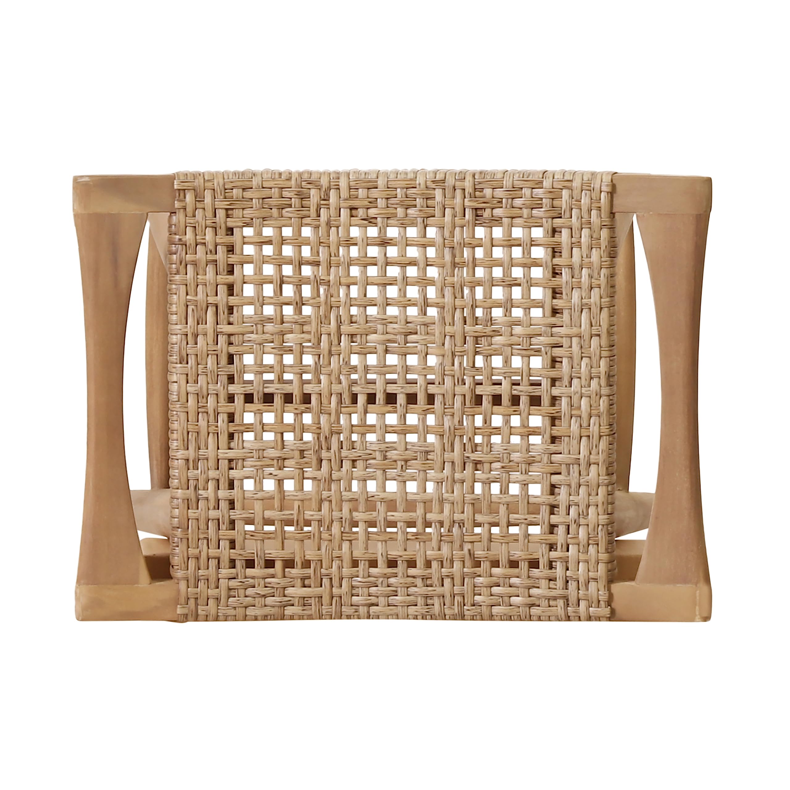 Christopher Knight Home Magwen Outdoor Acacia Wood Barstool with Wicker Back - Set of 4, Light Brown & Multi-Brown - Perfect for Patio, Deck, Garden & Poolside Seating