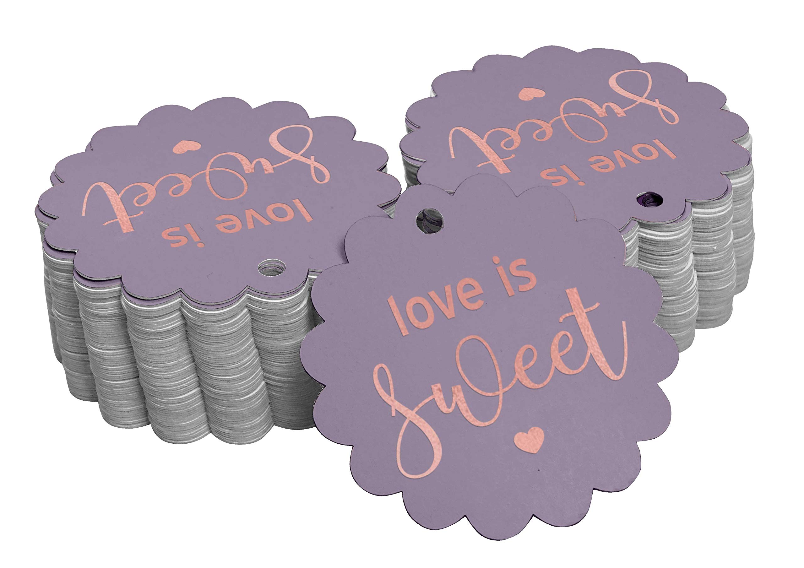 50 Pack Love is Sweet Wedding Favor Tags - Rose Gold Foil Hanging Tags for Bridal Shower, Anniversary & Party Decorations - Perfect for DIY Crafts, Gift Wrapping & Event Favors