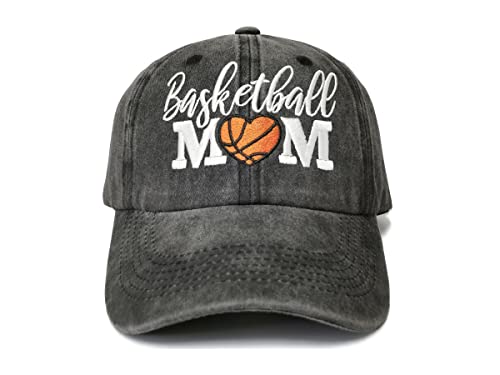Basketball Mom Heart (Washed Black)