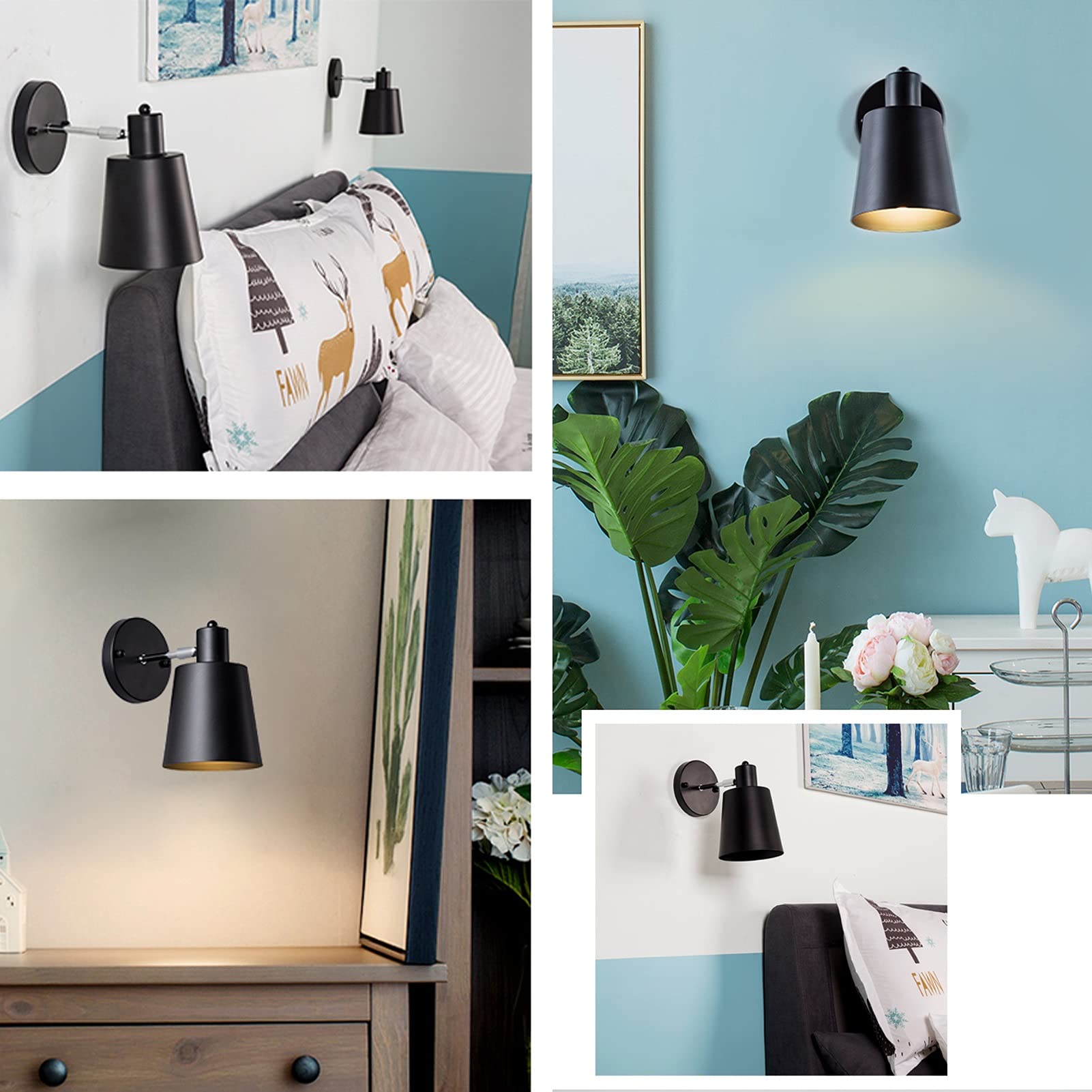 Adjustable Wall Sconce Plug-in Light - 10W 800LM Remote Control Wall Fixture with 6ft Cord - Set of 2 for Restaurant, Bedroom, Corridor & Nightstand Lighting | Perfect for Ambient Dining, Cozy Bedroom Accent & Hallway Illumination