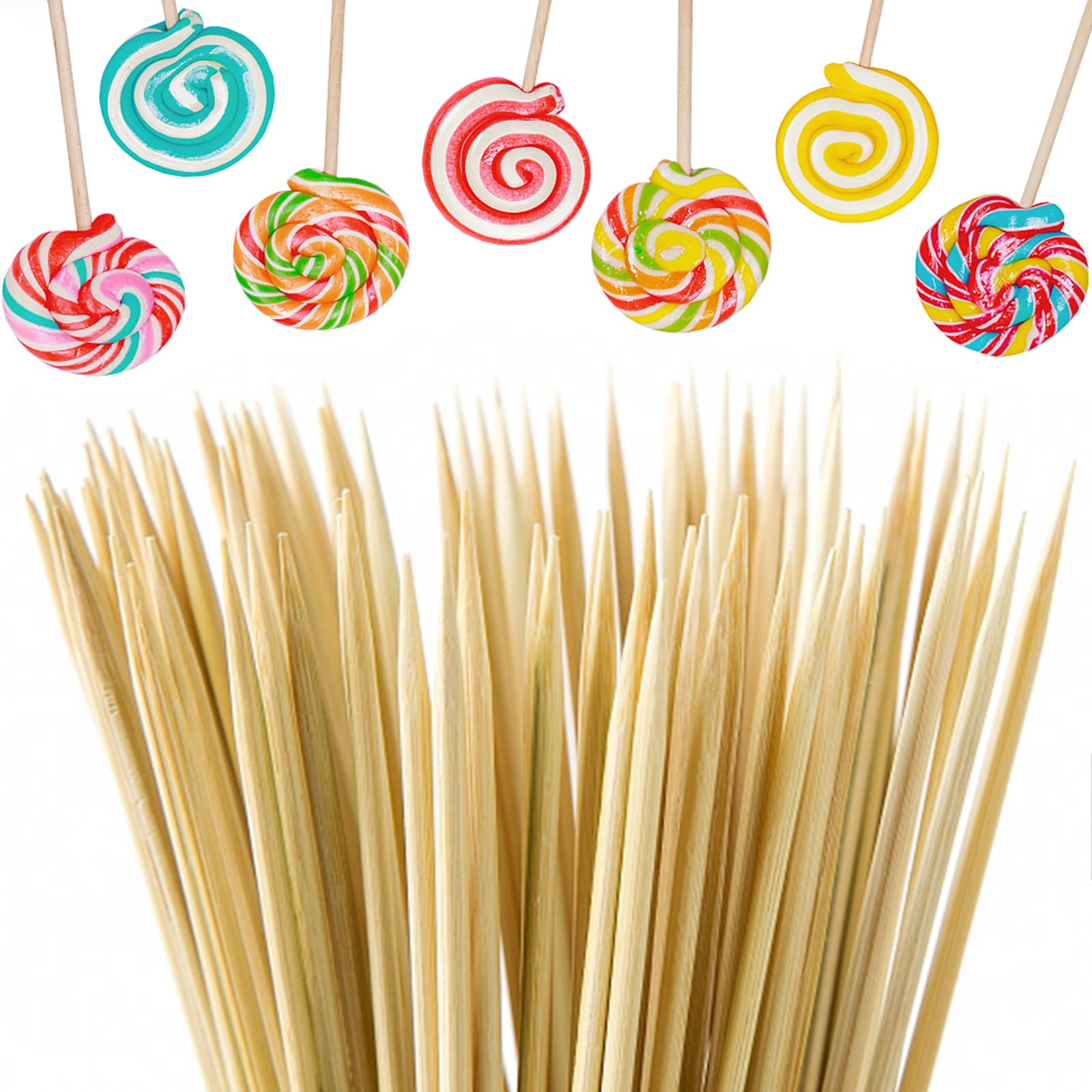 LABUYI 50 Pcs Cake Pop Sticks, Bamboo Lollipop Sticks for Cake Pops, Cupcakes, Chocolate, Candy - 15cm × 3.5mm - Perfect for Baking, Dessert Decorating, and Party Treats