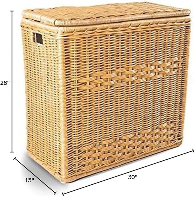 3-Compartment Wicker Laundry Hamper Sorter Basket - 30