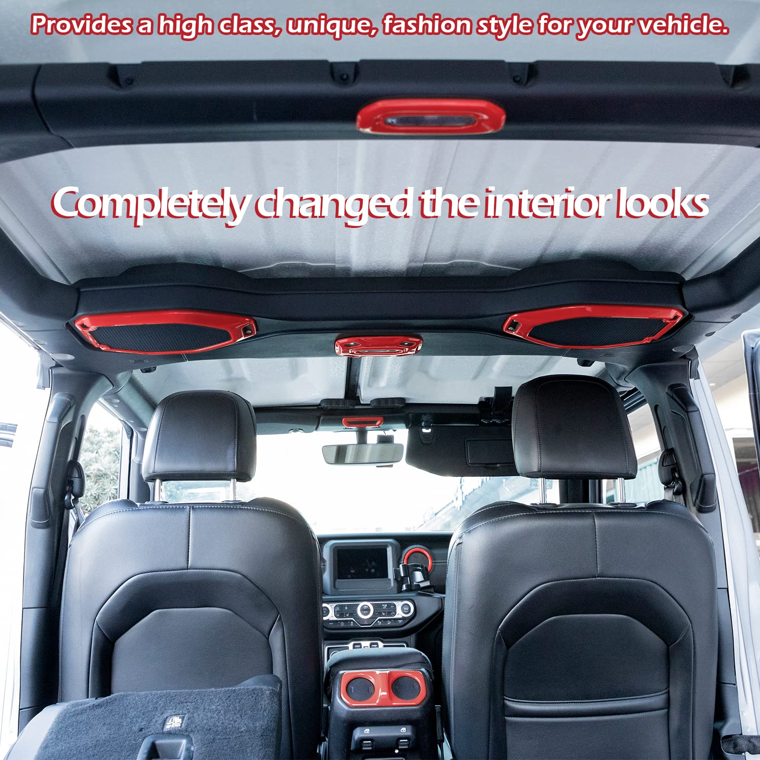 21PCS Full Interior Trim Kit for Jeep Wrangler JL JLU 2018-2023 & Gladiator JT - Red Air Vent, Door Handle, Speaker & Switch Covers | Upgrade Your Jeep's Interior Style for Off-Road Adventures & Daily Driving