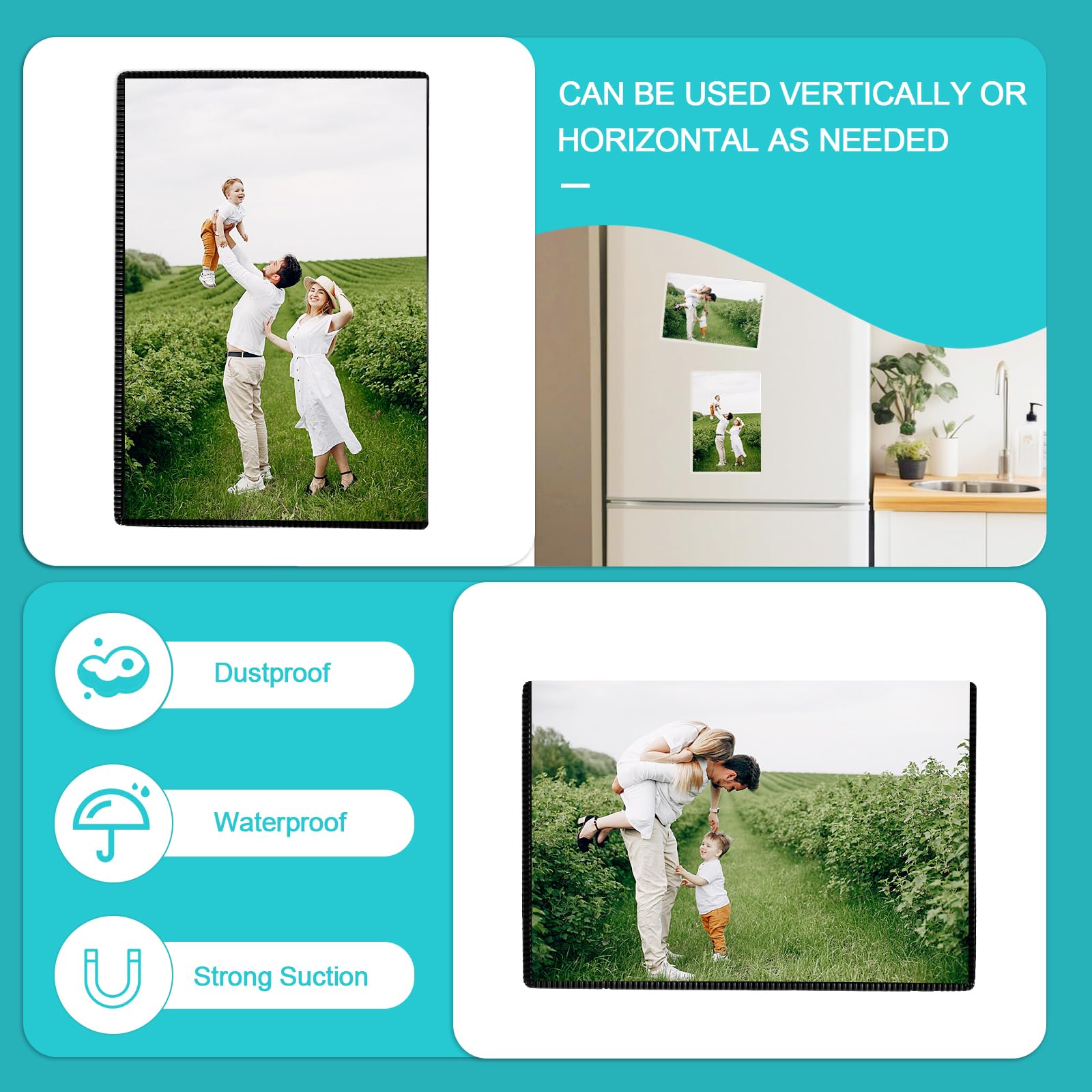 10 Pack Magnetic Photo Frames 4x6 - Reusable Refrigerator Picture Frames for Fridge, Locker & Office Decor