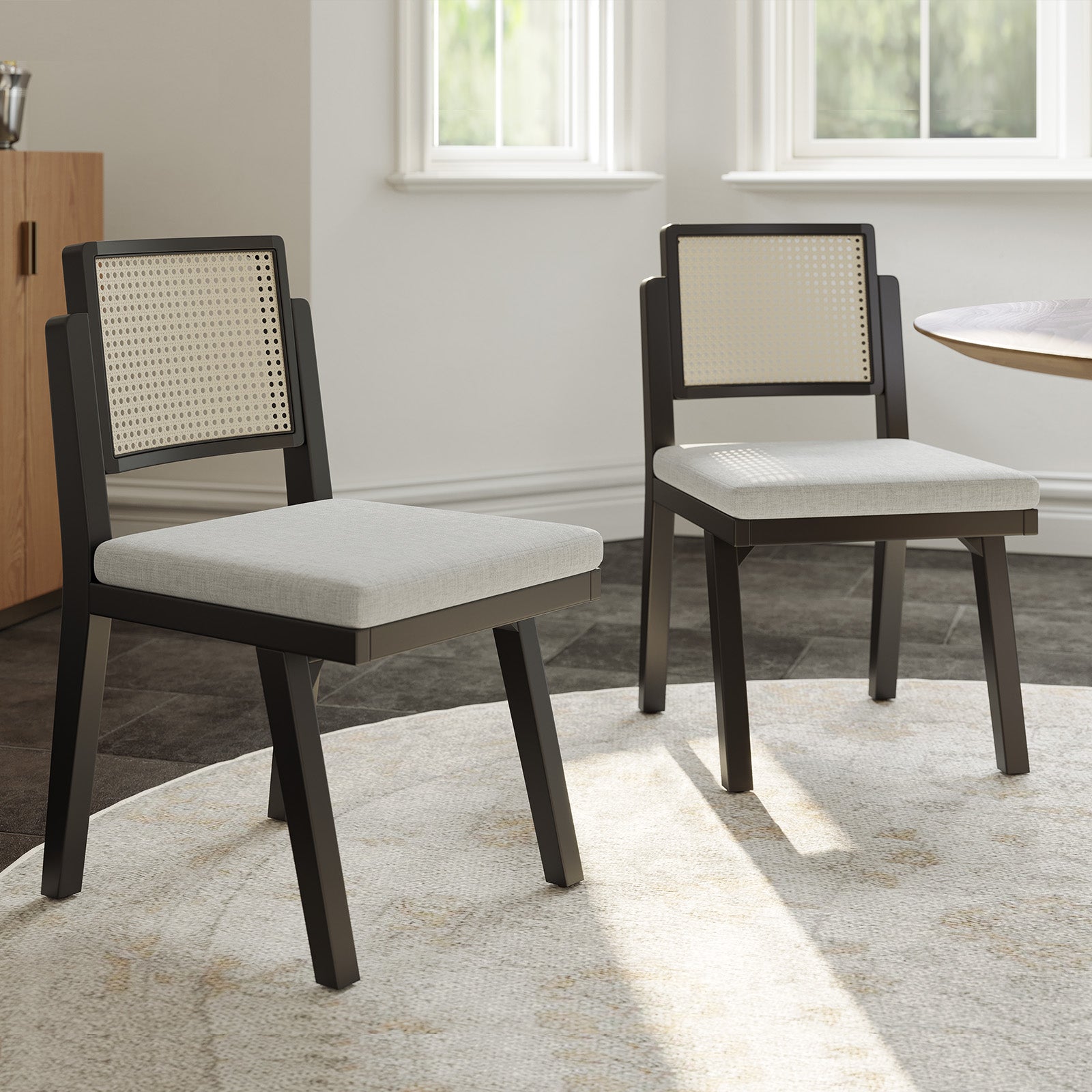 Elazar Modern Woven Rattan Dining Chair with Backrest - Indoor/Outdoor Use - Patio, Dining Room, Kitchen, Restaurant - Comfortable & Stylish Seating Solution