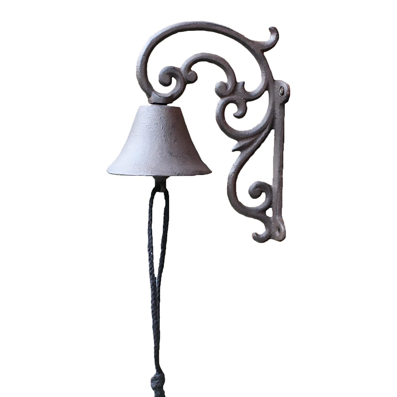 Vintage Cast Iron Wall Mounted Dinner Bell - Indoor/Outdoor Hanging Hand Shaking Bell for Garden, Villa, Cafe & Farmhouse Decor | Perfect for Patio, Porch, Restaurant & Countryside Charm