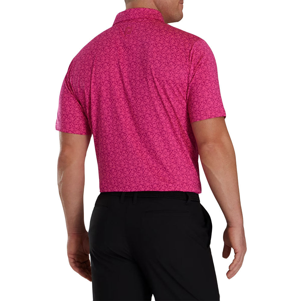 FootJoy Men's Painted Floral Berry Golf Polo Shirt - Breathable Performance Golf Shirt for Men - Perfect for Golf Tournaments & Casual Summer Wear