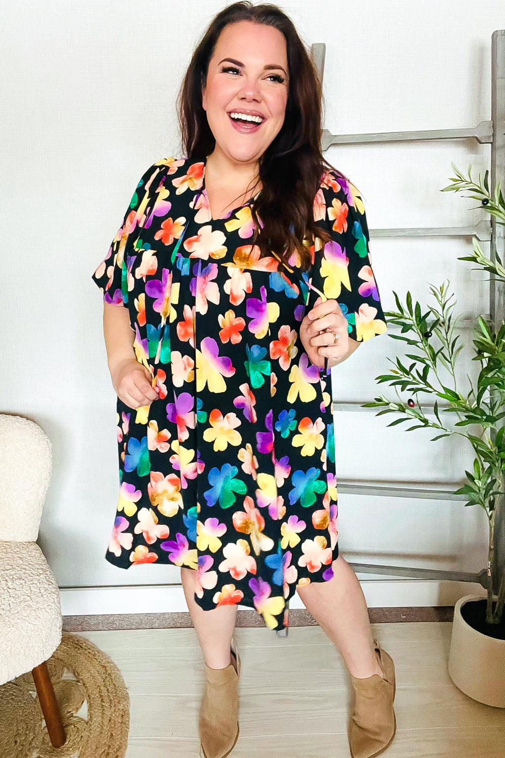 Adorable Floral Babydoll Dress with Ribbon Bow Tie & Pockets | Cute Casual Summer Dress for Women | Perfect for Parties, Dates & Outdoor Events