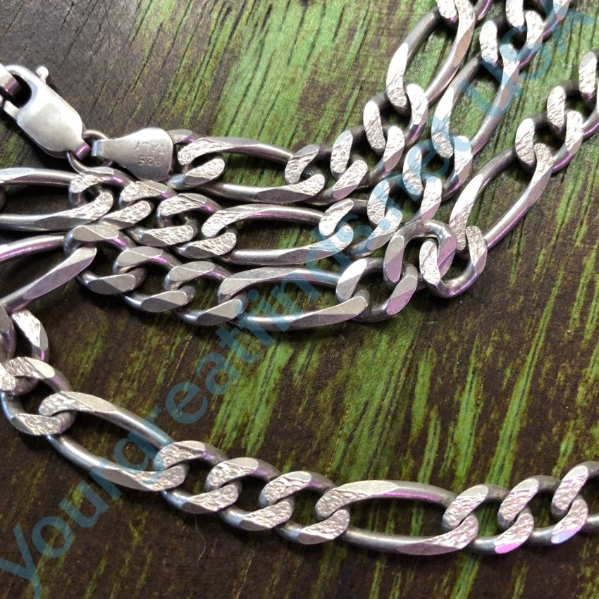 Vintage Heavy Sterling Silver Figaro Chain Necklace for Men & Women - 22