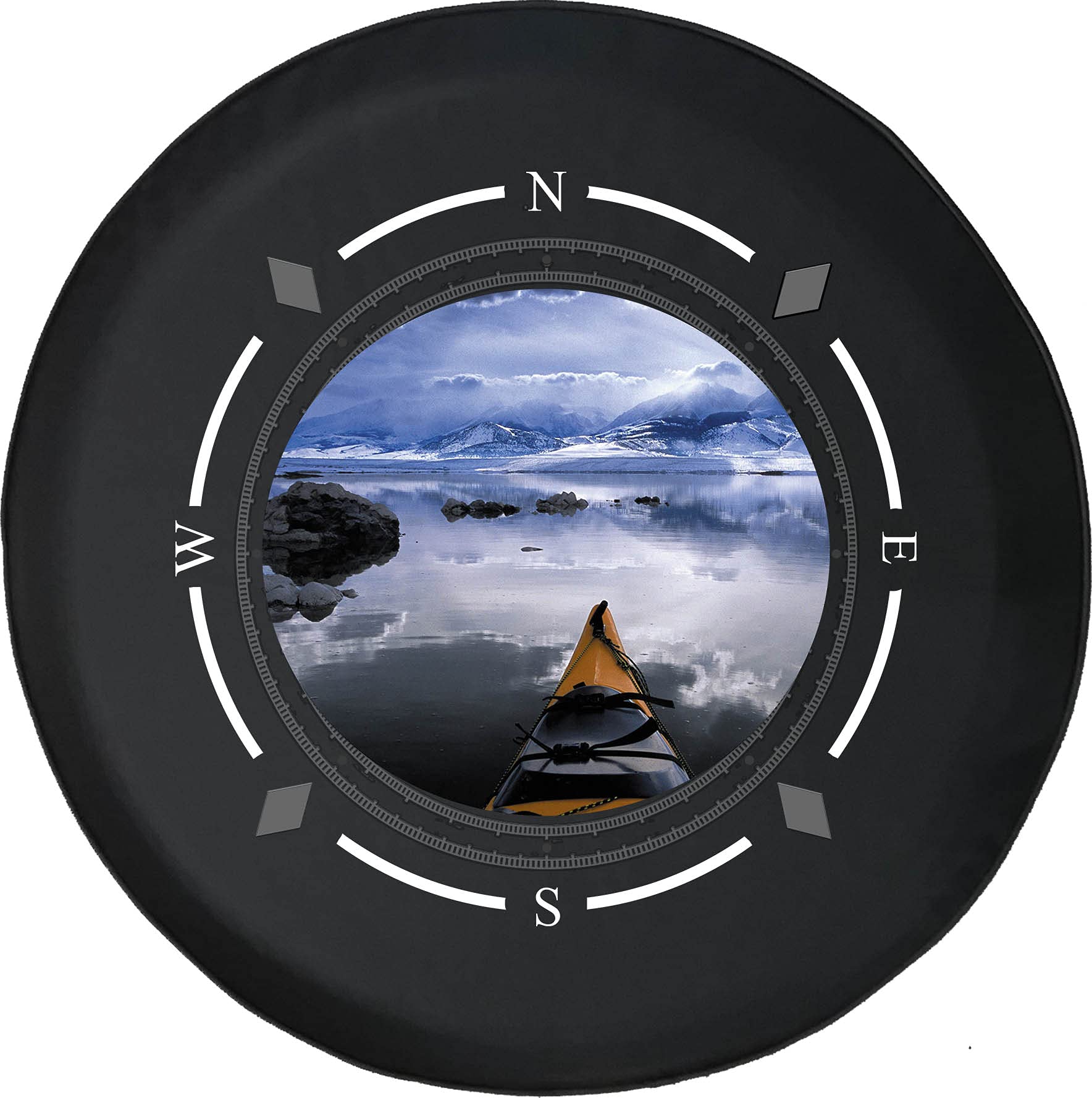 Premium American Unlimited Spare Tire Cover with Compass Design - Durable SUV, RV & Trailer Wheel Cover for Alaska Sea Kayak Adventures & Ocean Travels | Waterproof Vehicle Accessories for Outdoor Camping & Road Trips