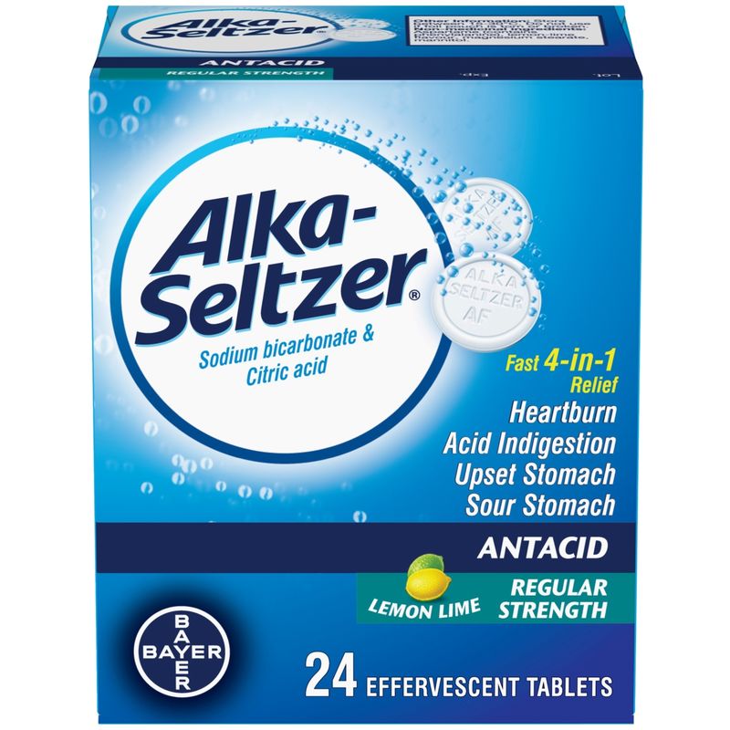 Alka-Seltzer Antacid Tablets Regular Strength - 24 Count Fast-Acting Heartburn Relief for Upset Stomach & Indigestion | Perfect for After Meals, Travel & Occasional Digestive Discomfort