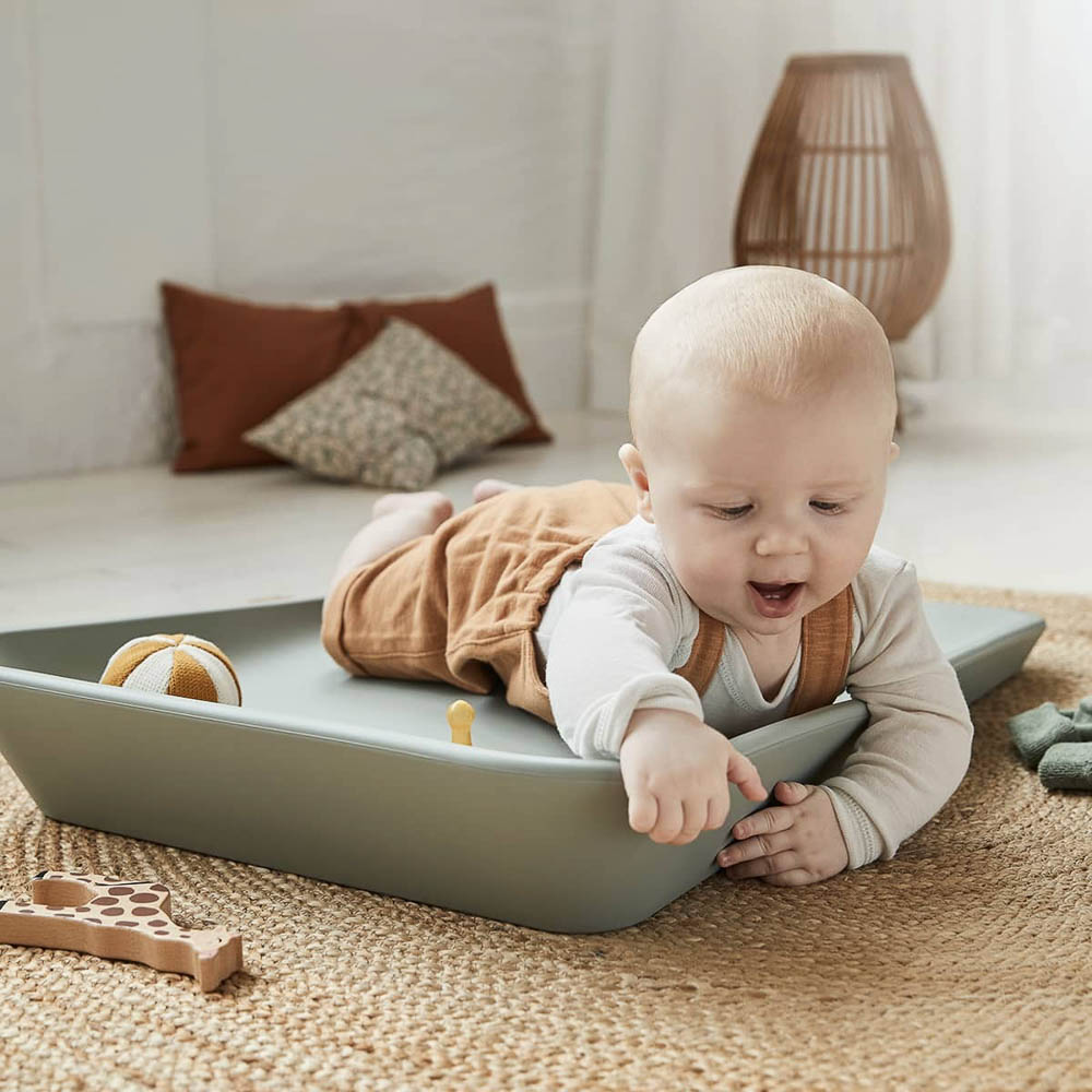 LEANDER Matty Change Mat - Waterproof Baby Changing Pad, Soft & Safe Sage Green for Nursery, Diaper Station & On-the-Go Use