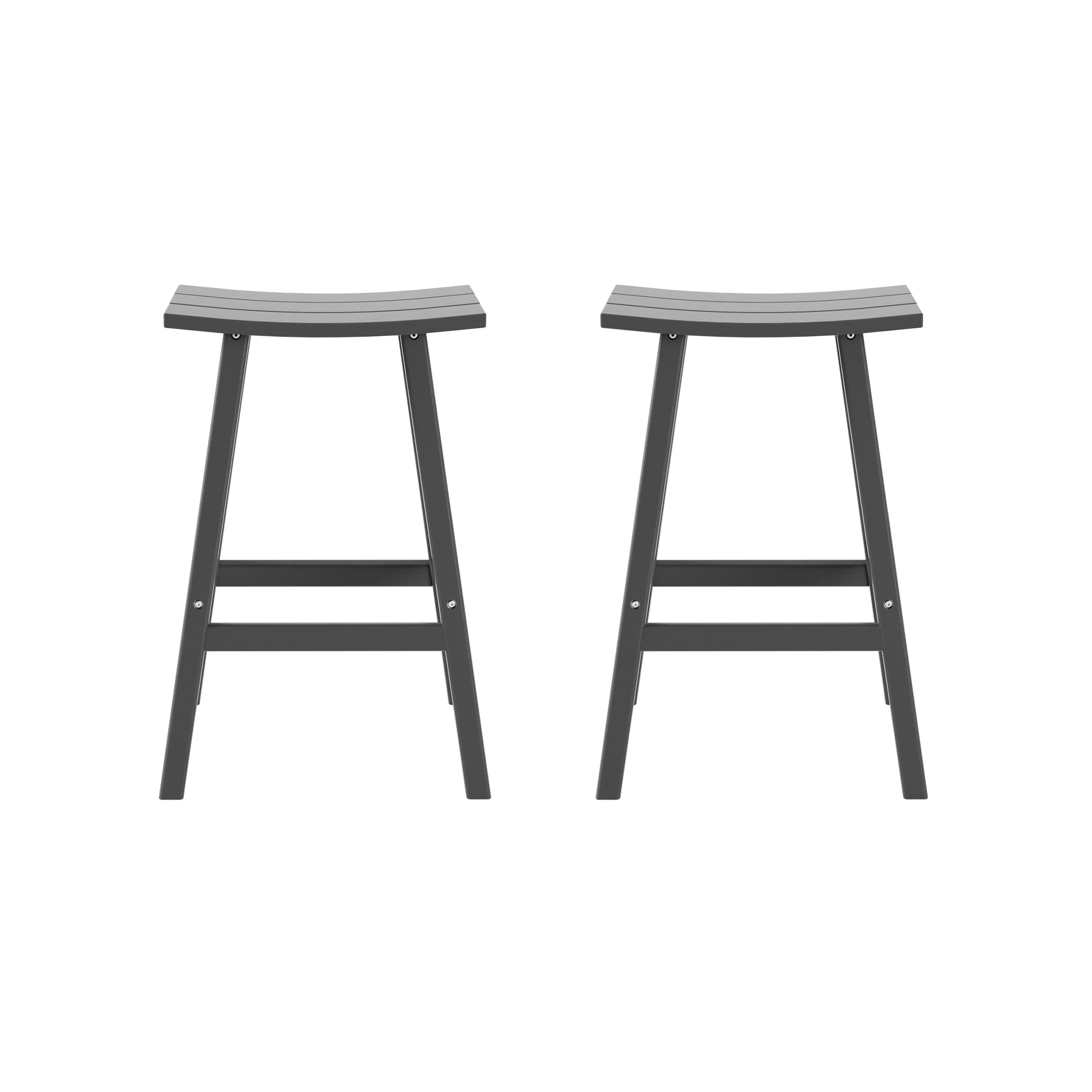 WestinTrends Malibu 2-Piece 29-Inch Outdoor Bar Stools Set - Patio Saddle Stools in Gray for Backyard, Deck & Poolside Dining