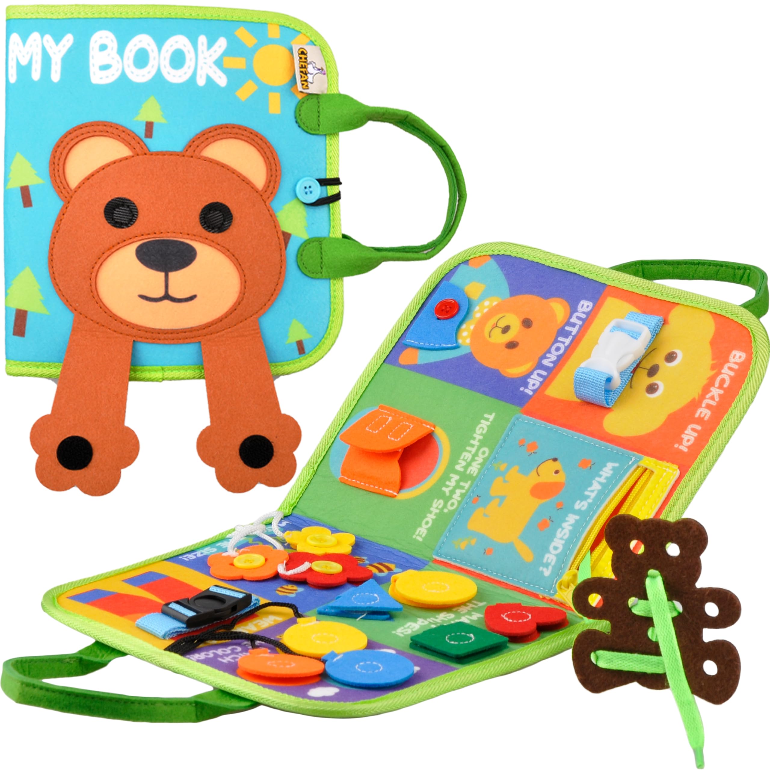 Montessori Busy Board for Toddlers 1-4 Years - Sensory Learning Toys for Fine Motor Skills Development, Autism Quiet Book Educational Gift for Boys & Girls | Perfect for Travel, Home Play & Preschool Learning