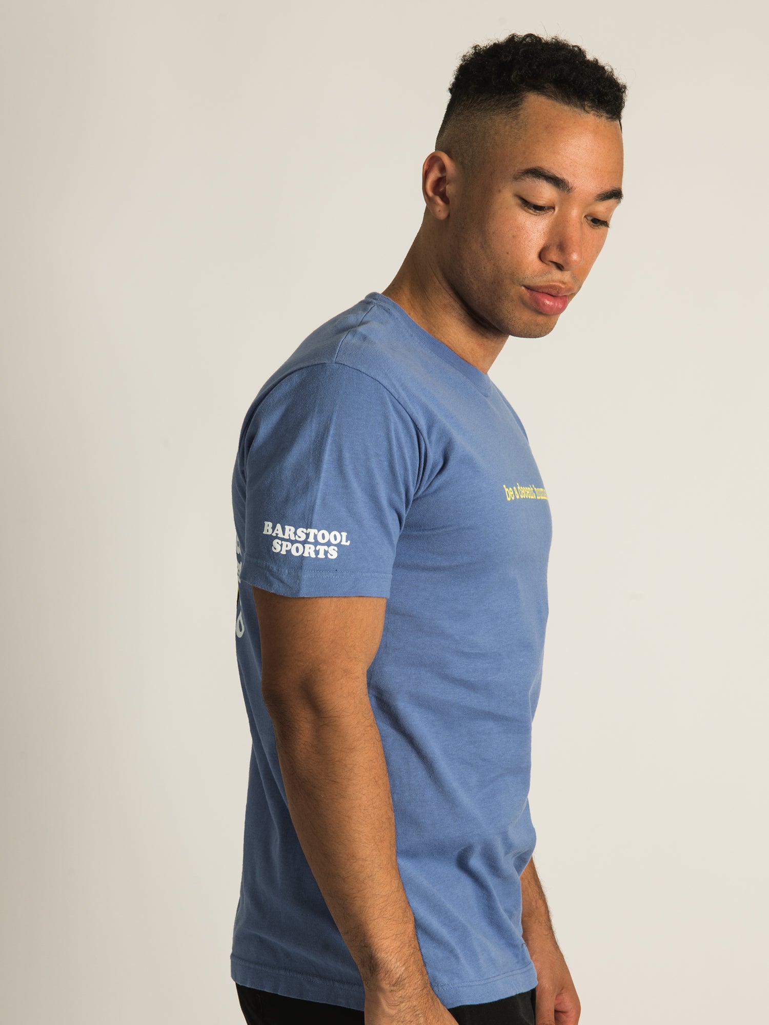 Barstool Sports Be a Decent Human T-Shirt - Men's Funny Graphic Tee - Casual Cotton Crewneck - Perfect for Sports Fans & Comedy Lovers - Great for Game Day, Parties, and Everyday Wear