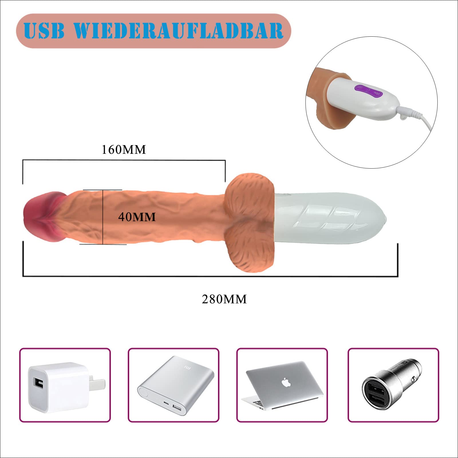Realistic Silicone Dildo with Suction Cup - 10 Vibration Modes, Telescopic Push & Remote Control for Anal & Vaginal Stimulation | Powerful Sex Machine for Couples Play, Solo Pleasure & BDSM Exploration (Model RD11)