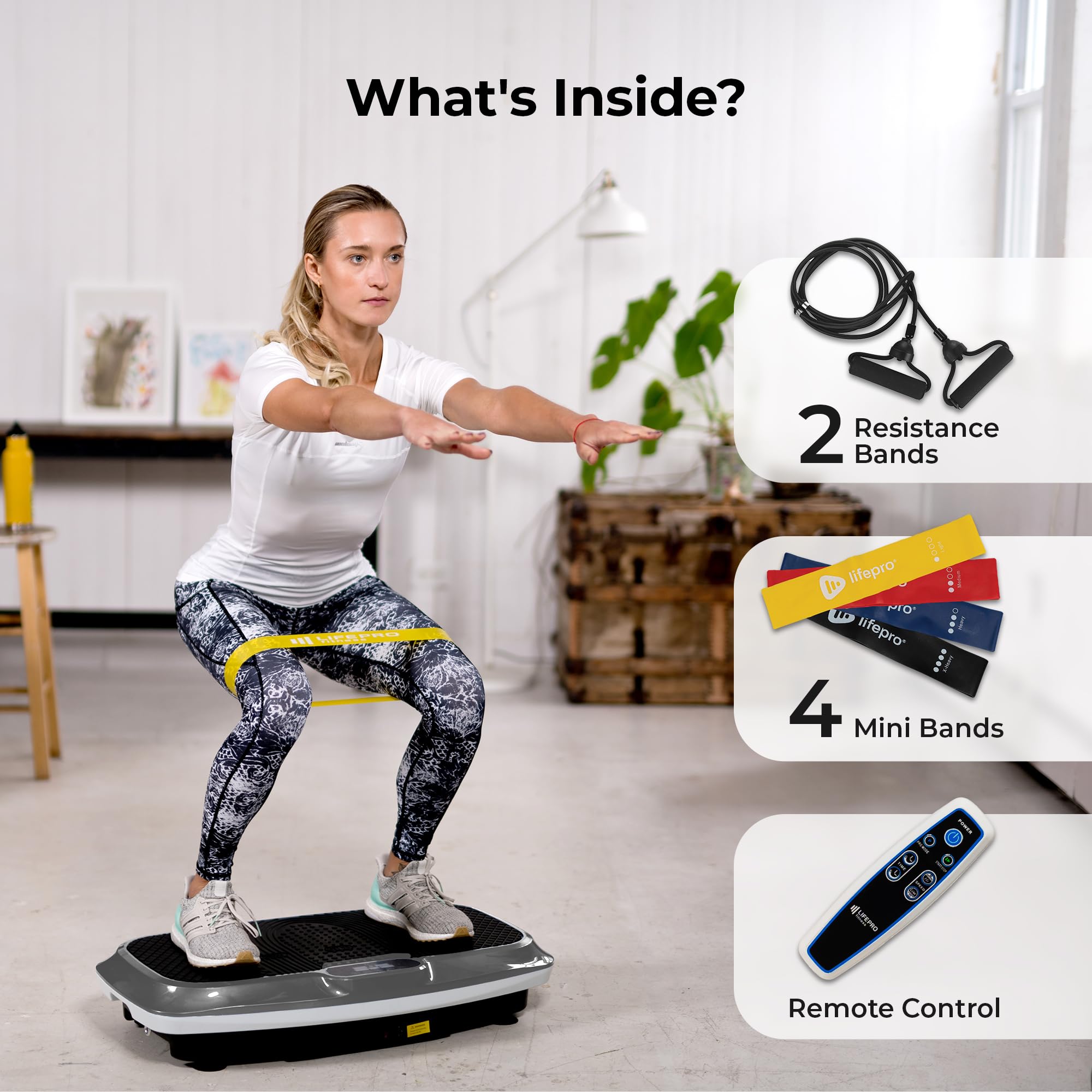 Lifepro Waver Vibration Plate Exercise Machine - High-Intensity Full-Body Workout Platform with Resistance Bands for Muscle Activation, Strength Toning & Fat Loss - Home Gym Fitness Equipment for Weight Loss & Recovery