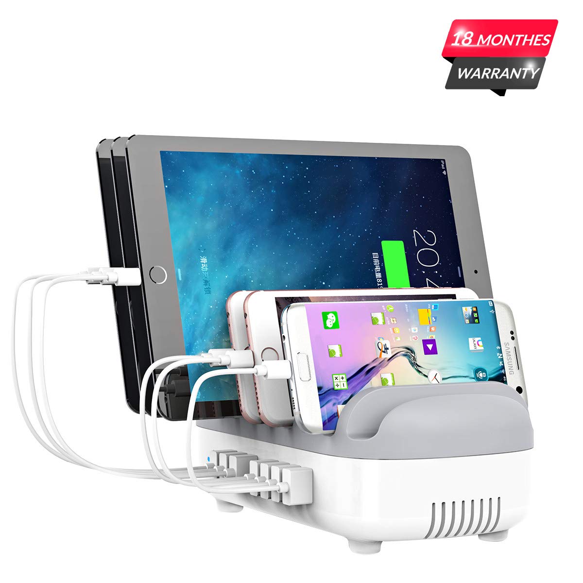 120W 10-Port USB Charging Station for iPhone iPad Tablet - Home & Office Use
