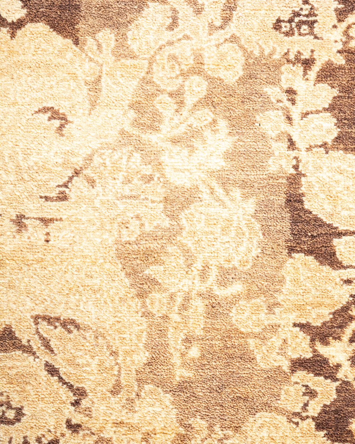 Handmade Wool Traditional Abstract Mogul Brown 4x6 Area Rug - One of a Kind Hand Knotted Solo Rugs for Living Room, Bedroom & Home Decor