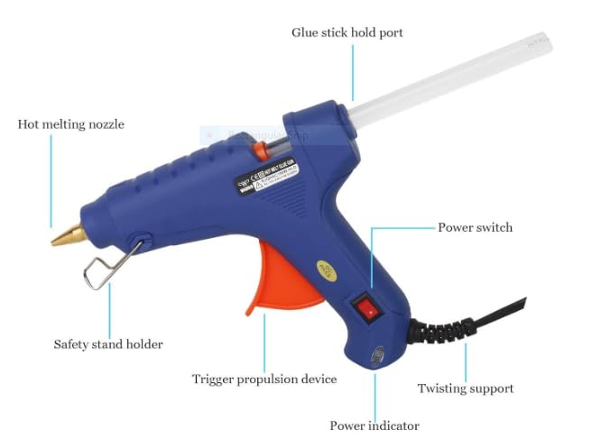 **Agenzia Exim 100W Hot Melt Glue Gun for DIY & Crafts - Easy to Use with 5 Free Glue Sticks (12-Pack Included) - Perfect for Home Repairs, Scrapbooking & Woodworking**