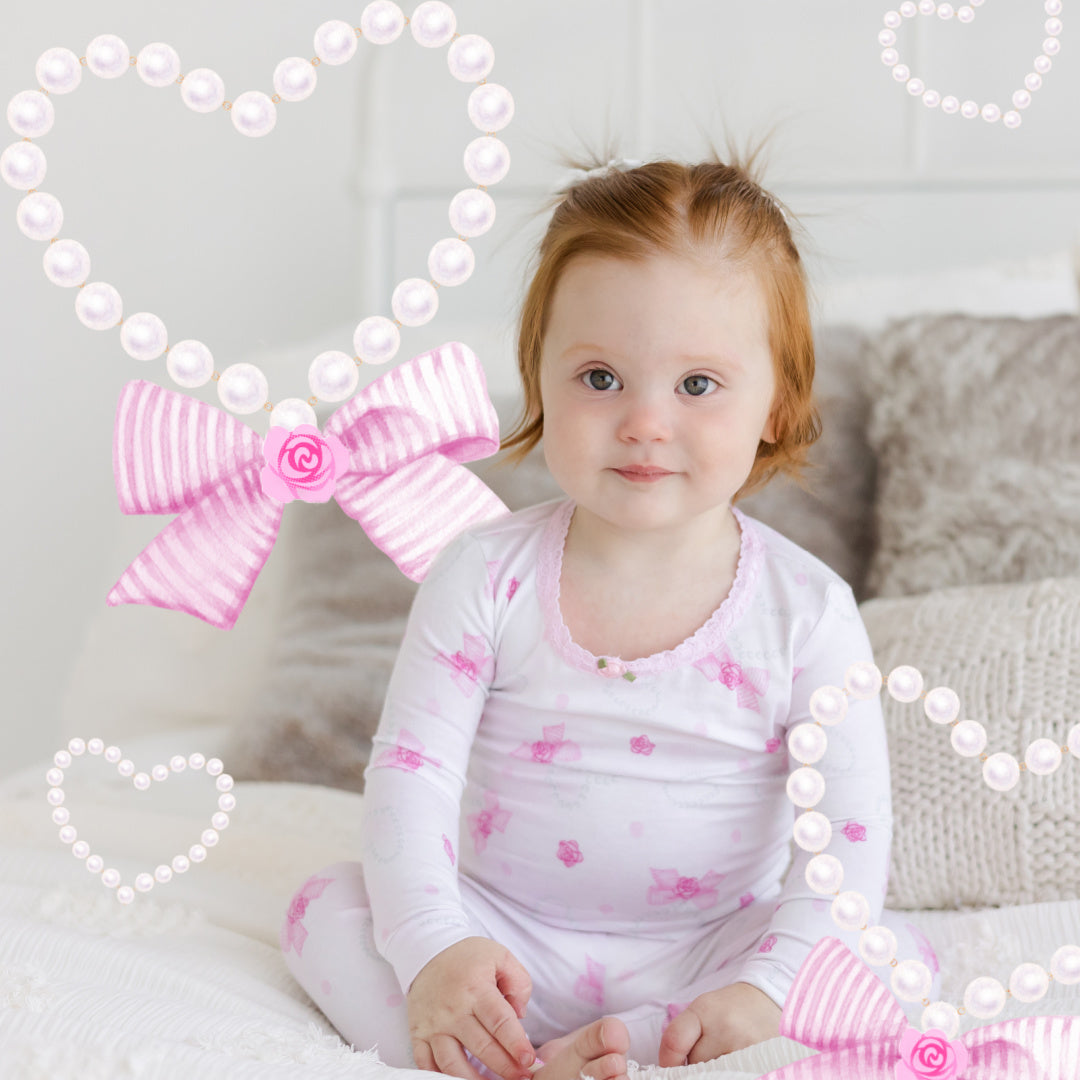 Pearly Hearts Women's Pajama Set - Soft Cotton Sleepwear for Women, Cute Valentine's Gift, Lounge & Sleep Comfort (Pink/White) - Perfect for Valentine's Day, Anniversary Gifts & Cozy Nights at Home