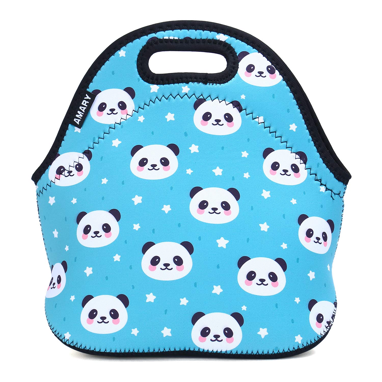 Amary Reusable Insulated Lunch Bag - Neoprene Thermal Tote for Food & Snacks - Small Size Carry Case for Men & Women - Perfect for Work, School & Picnics (Panda Design)