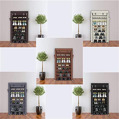 10-Tier Stackable Shoe Rack Organizer with Dustproof Cover - Holds 27 Pairs of Shoes, Space-Saving Metal Frame & Non-Woven Fabric Shelves for Closet, Entryway or Bedroom Storage (Gray)