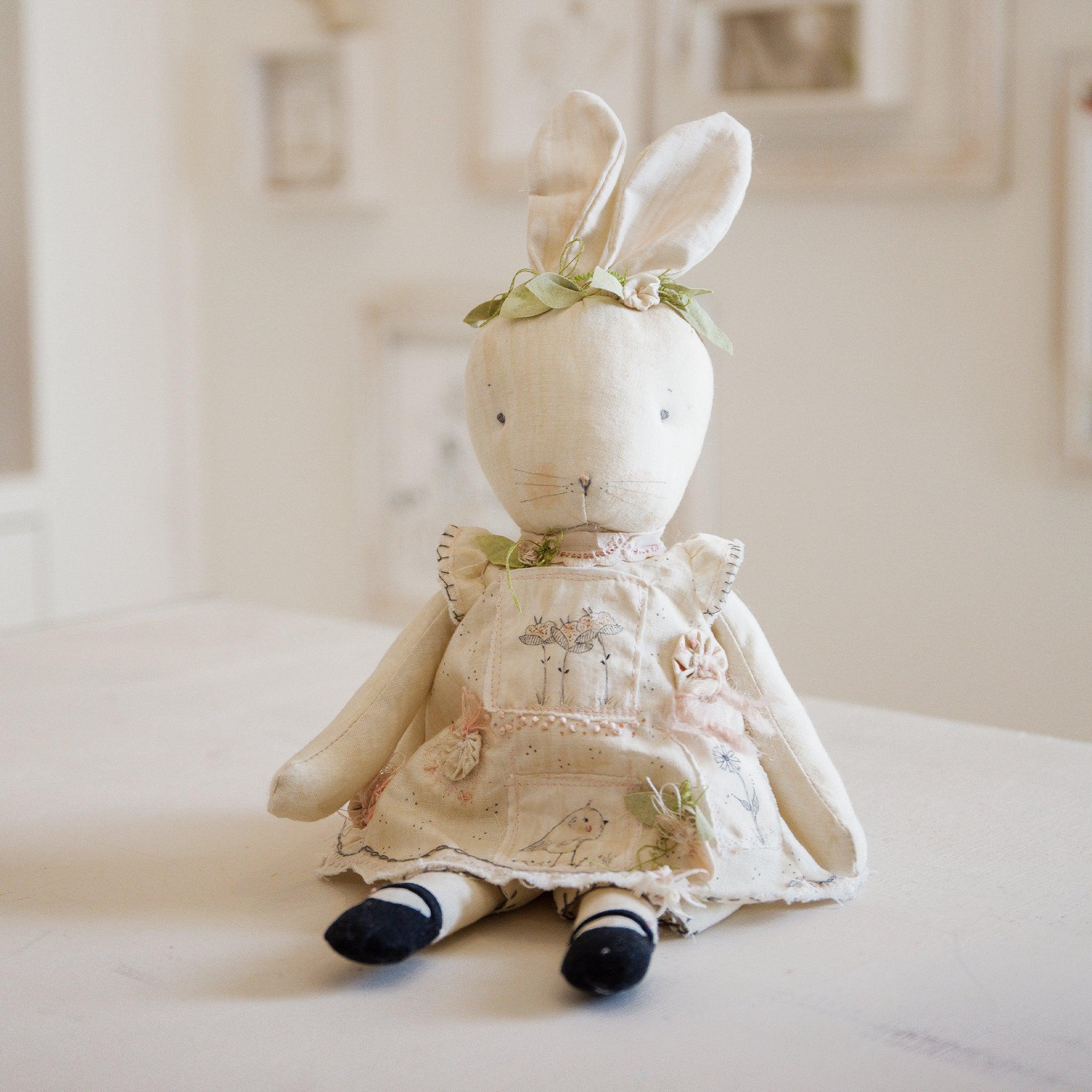 Handmade Cotton Bunny - RETIRED Hutch Studio Original Dandy Candytuft Collectible Plush Toy | Perfect for Easter Decor, Nursery Gifts & Spring Home Decorations
