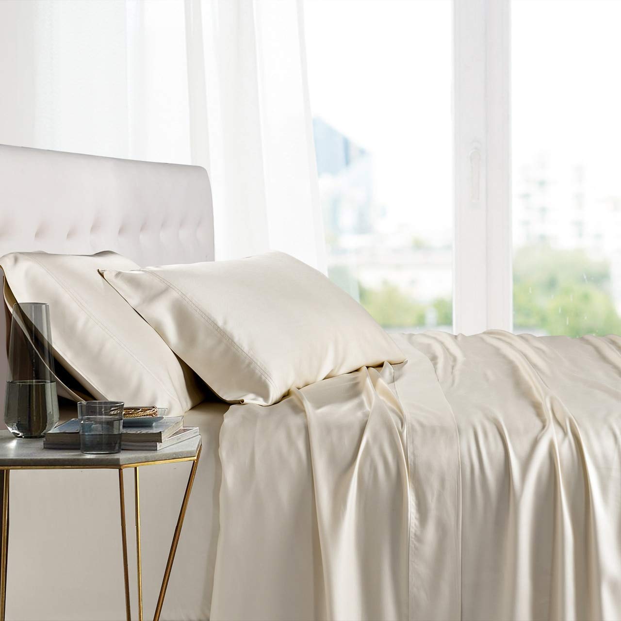 Luxury 100% Pure Cotton 4-Piece Cal-King Sheet Set - Extra Soft 800 Thread Count with 14