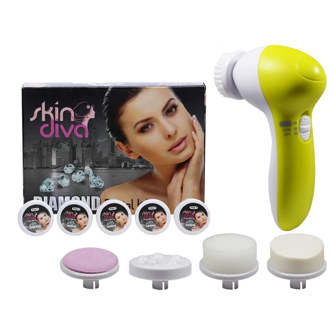 Diamond Facial Kit with Massager - 80g Skin Care Set for Glowing Complexion | Perfect for Spa, Home Facial & Self-Care Routine
