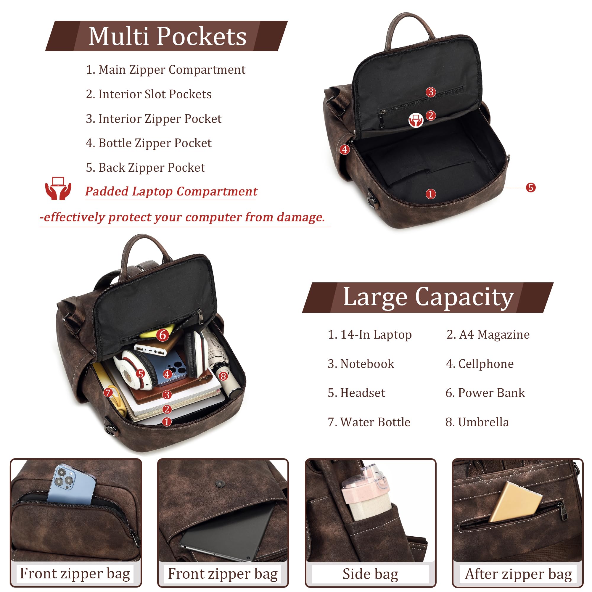 Women's Leather Backpack Purse - Fashion Tassel Shoulder Bag for Daily Use & Travel