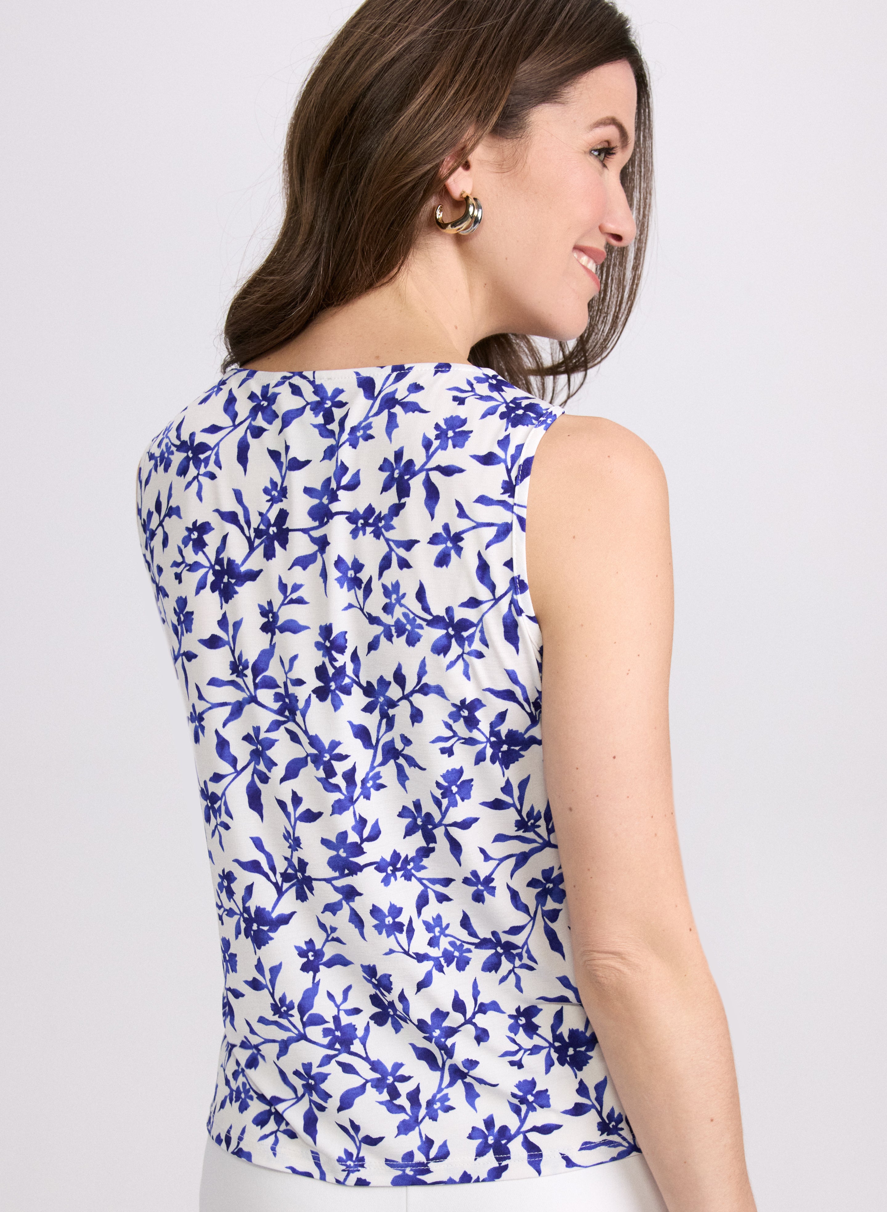 Floral Draped Top Women's Blouse - Elegant Flowy Boho Chic Shirt for Spring Summer, Perfect for Date Night, Beach Vacation & Casual Outings
