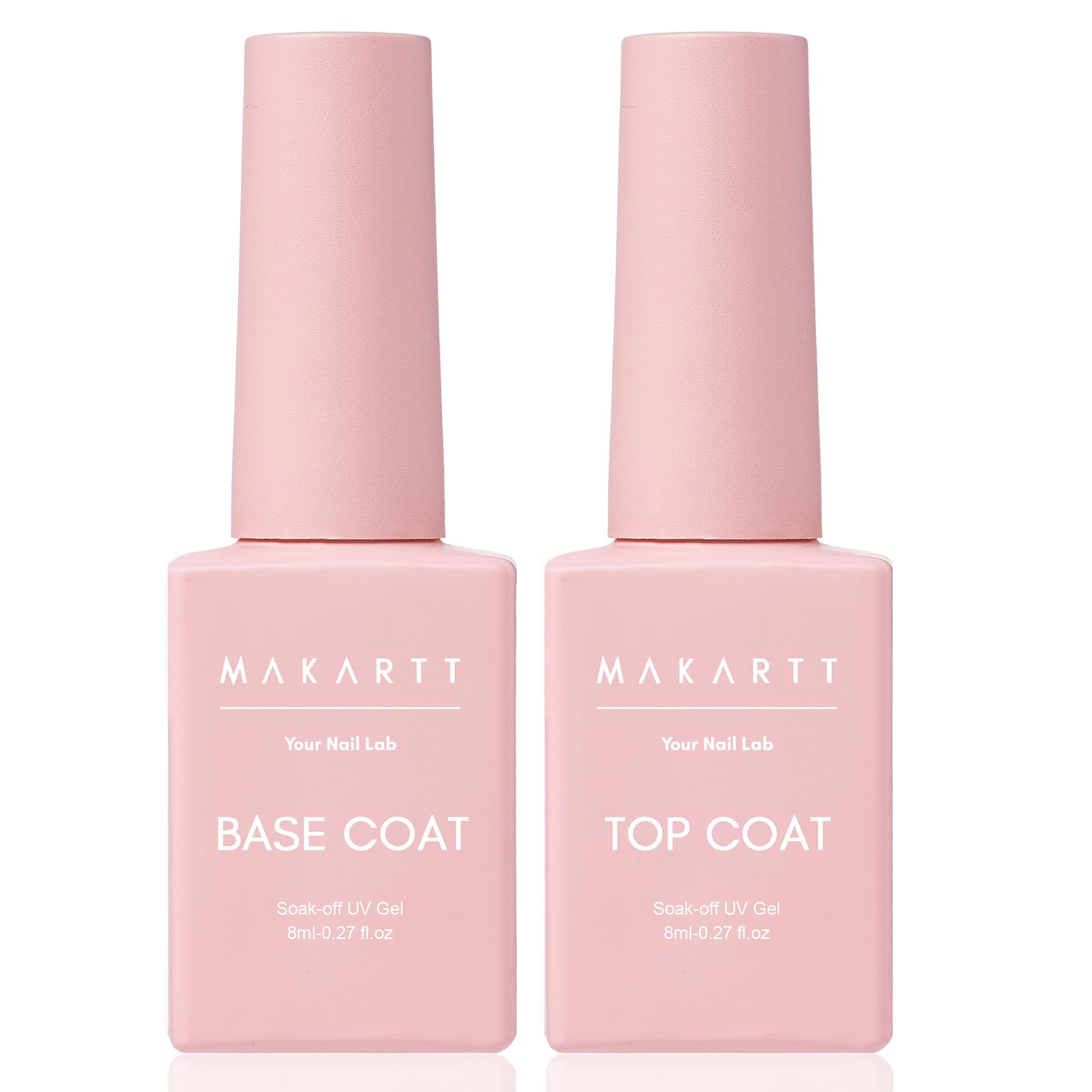 Makartt Professional Gel Top Coat and Base Coat Kit - Clear Glossy No Wipe UV/LED Nail Polish, Stain Resistant Primer for Acrylic Nails, Dip Powder & Gel Manicures - Perfect for Salon & Home Nail Care