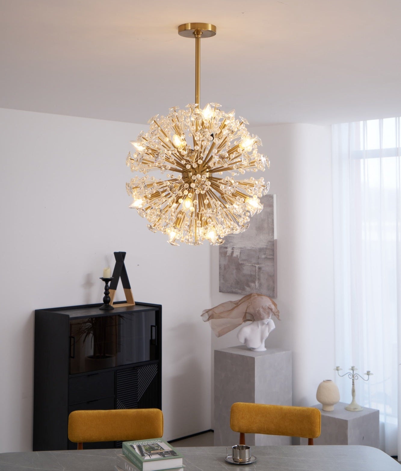 Dickinson Chandelier - Elegant Crystal Ceiling Light Fixture for Dining Room, Living Room & Bedroom | Perfect for Home Decor & Wedding Venues