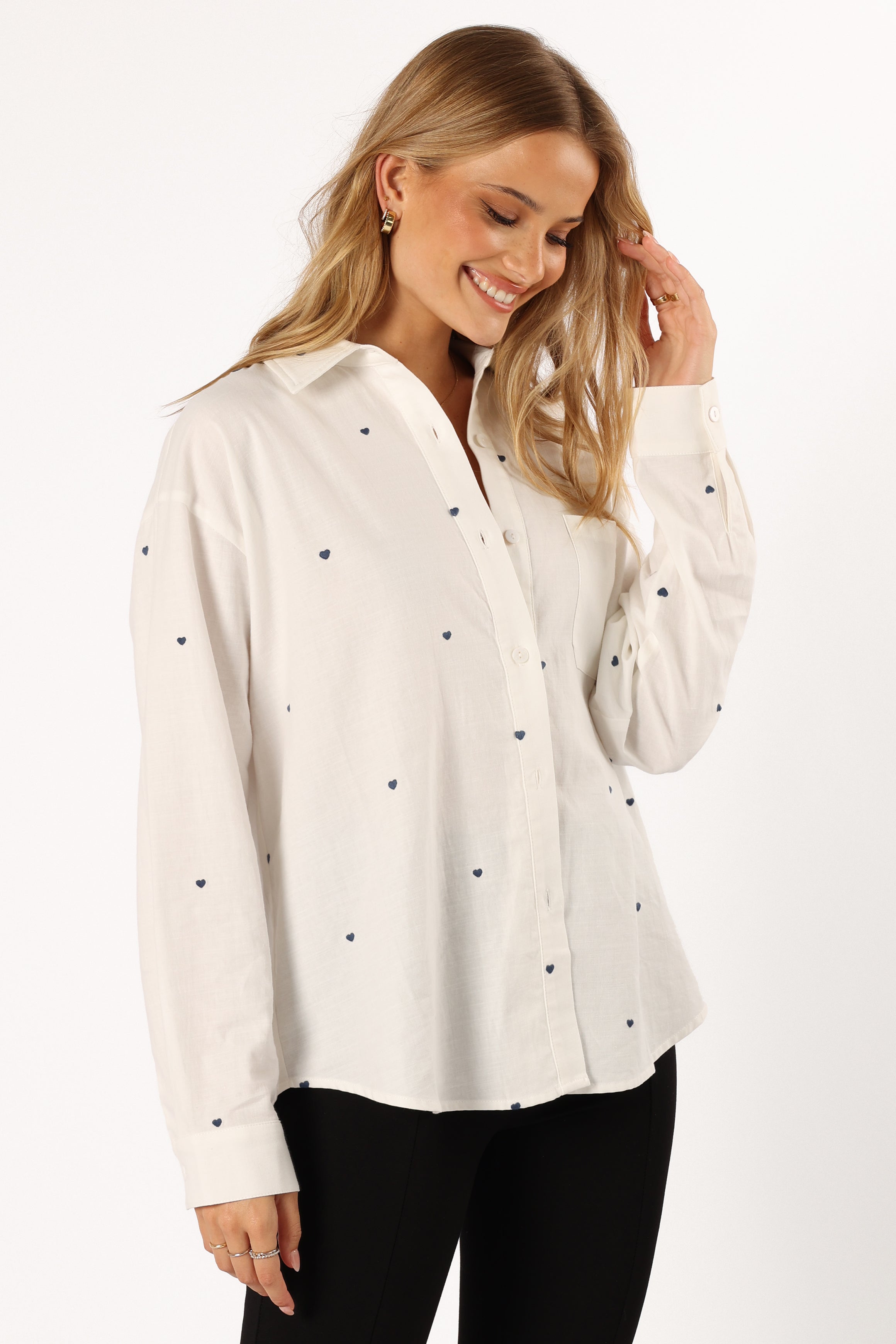 Avah Women's Button Down Shirt - Classic White Blouse for Work, Casual & Office Wear | Slim Fit Long Sleeve Top for Business & Everyday Outfits