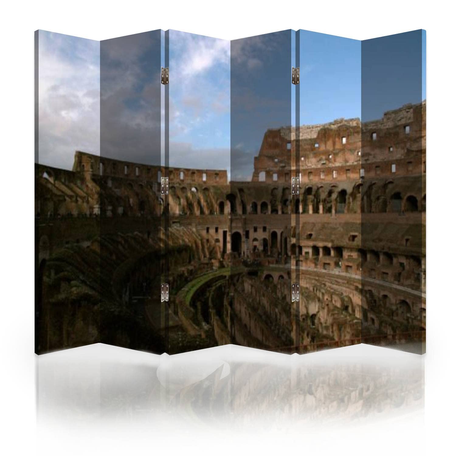 6-Panel Canvas Room Divider Screen - The Colosseum Folding Privacy Partition for Home & Office | Room Separator, Wall Divider for Bedroom, Living Space & Studio