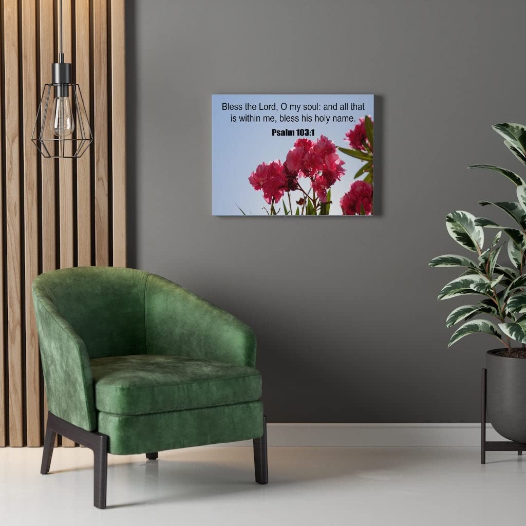 Bless The Lord Bible Verse Canvas - Psalm 103:1 Christian Wall Art for Home Decor, Gift for Religious Occasions, Church & Prayer Room Inspiration