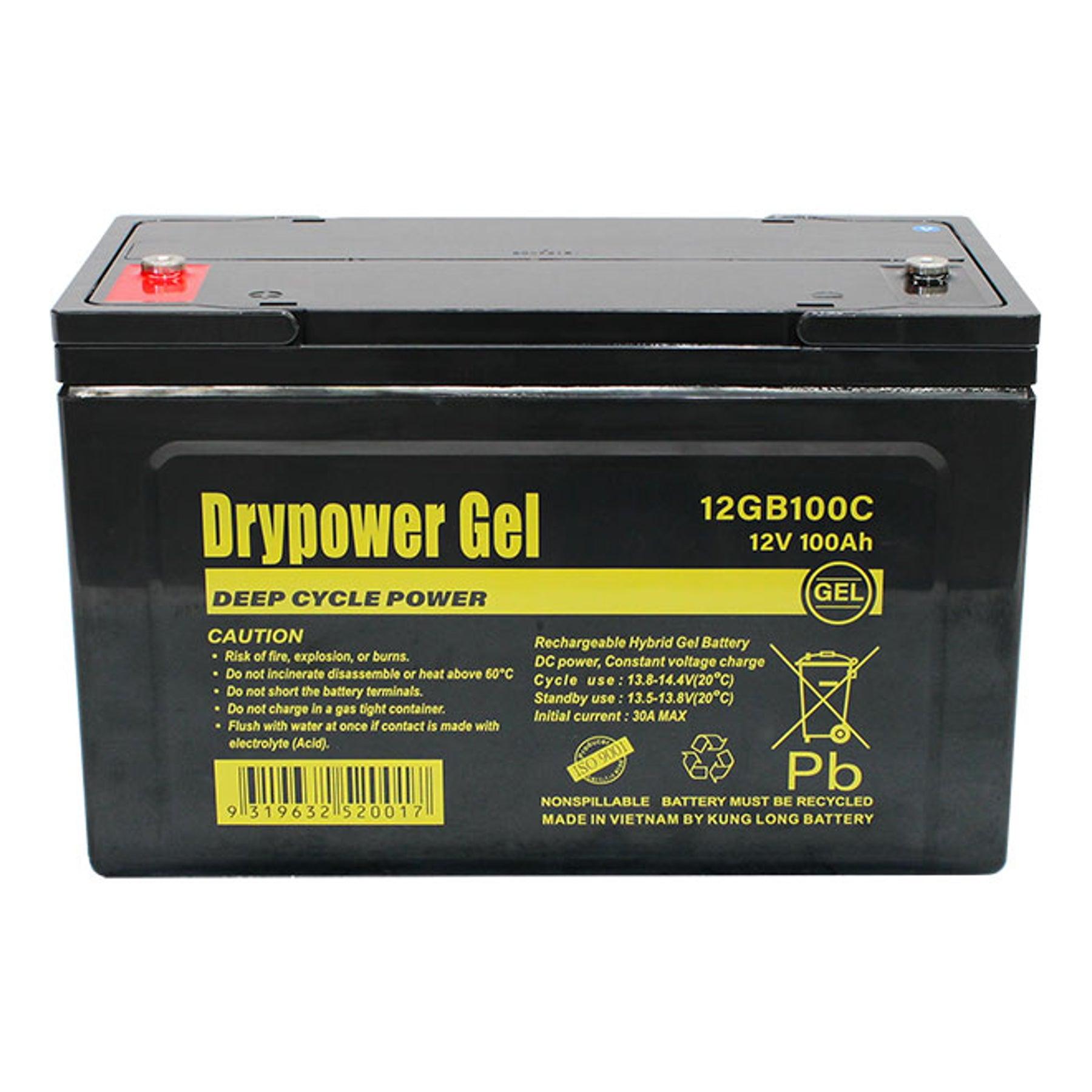 Drypower 12V Sealed Lead Acid Hybrid Gel Deep Cycle Battery - Rechargeable Power for Solar Systems, Marine, RV, and Off-Grid Applications