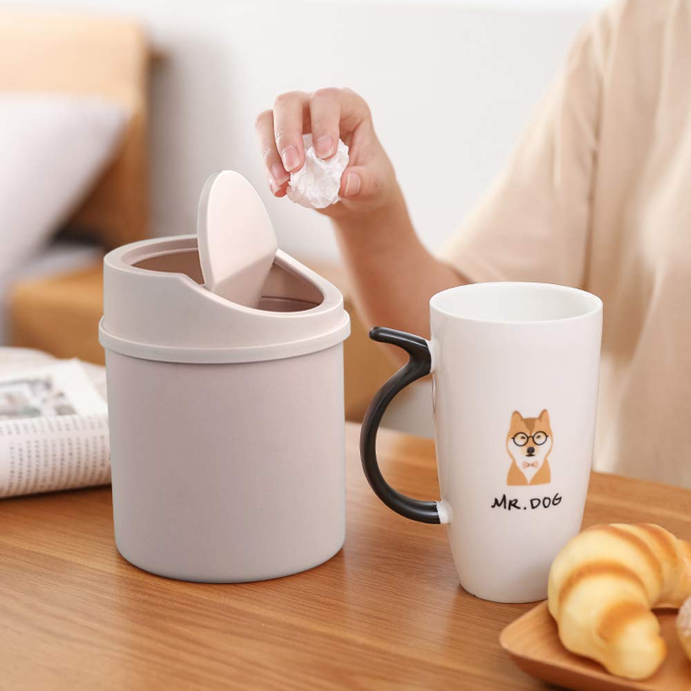 Small Plastic Waste Bin with Swing Lid - Mini Desktop Trash Can for Office, Bedroom & Bathroom | Pink (Perfect for Desk, Nightstand & Vanity Organization)