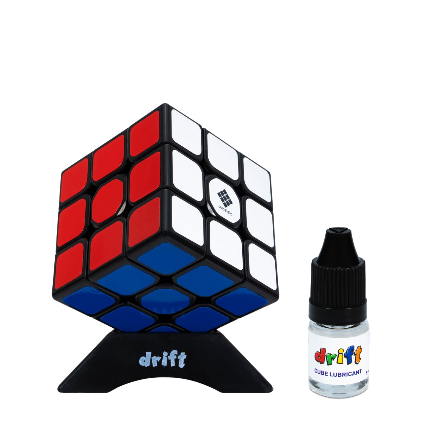 Cubelelo Drift 3x3 Black Speed Cube Set with Lubricant and Stand - Professional 3x3 Magic Cube for Adults & Kids - Smooth Fast Turning Puzzle Game for Beginners to Experts - Perfect for Competitions, Gifts & Stress Relief