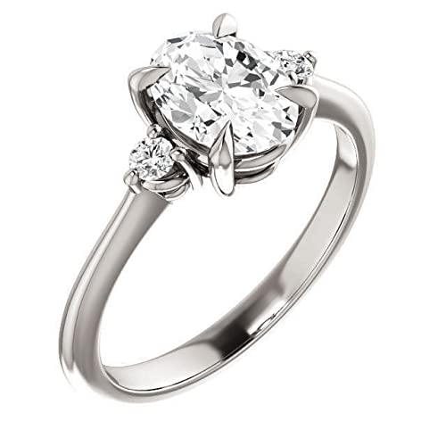 Three Stone Oval Cut 3 CT Moissanite Engagement & Wedding Ring Set - VVS1 Clarity, Colorless, 925 Sterling Silver - Perfect Gift for Brides, Anniversaries & Special Occasions