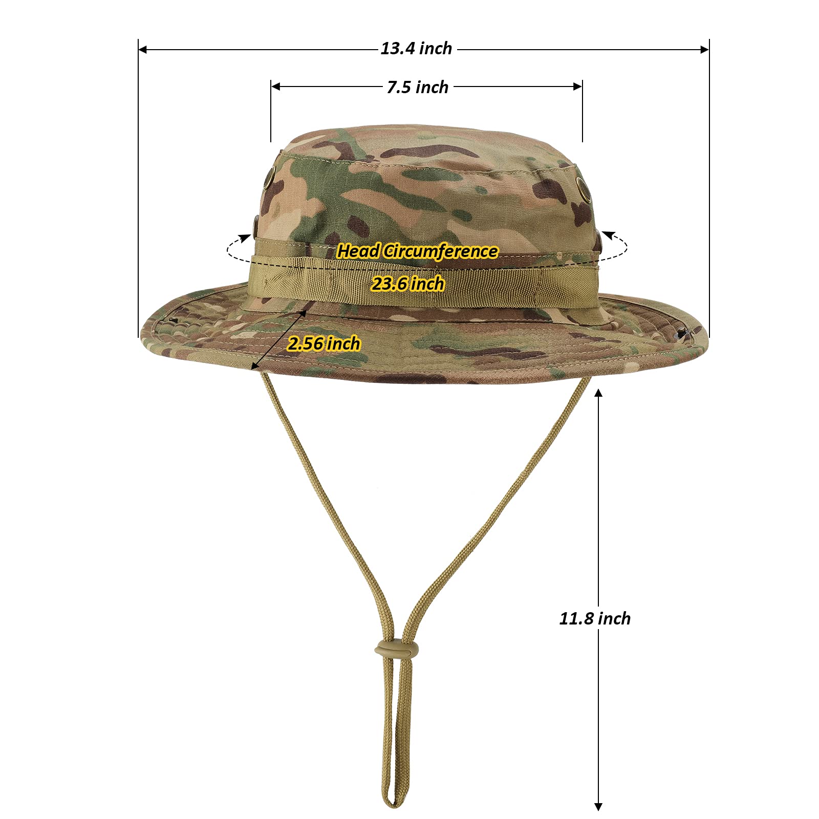 Military Boonie Hat Tactical Adjustable Sun Hat for Men & Women - Lightweight Outdoor Cap for Hunting, Fishing, Safari & Hiking - UPF 50+ Sun Protection for Outdoor Adventures
