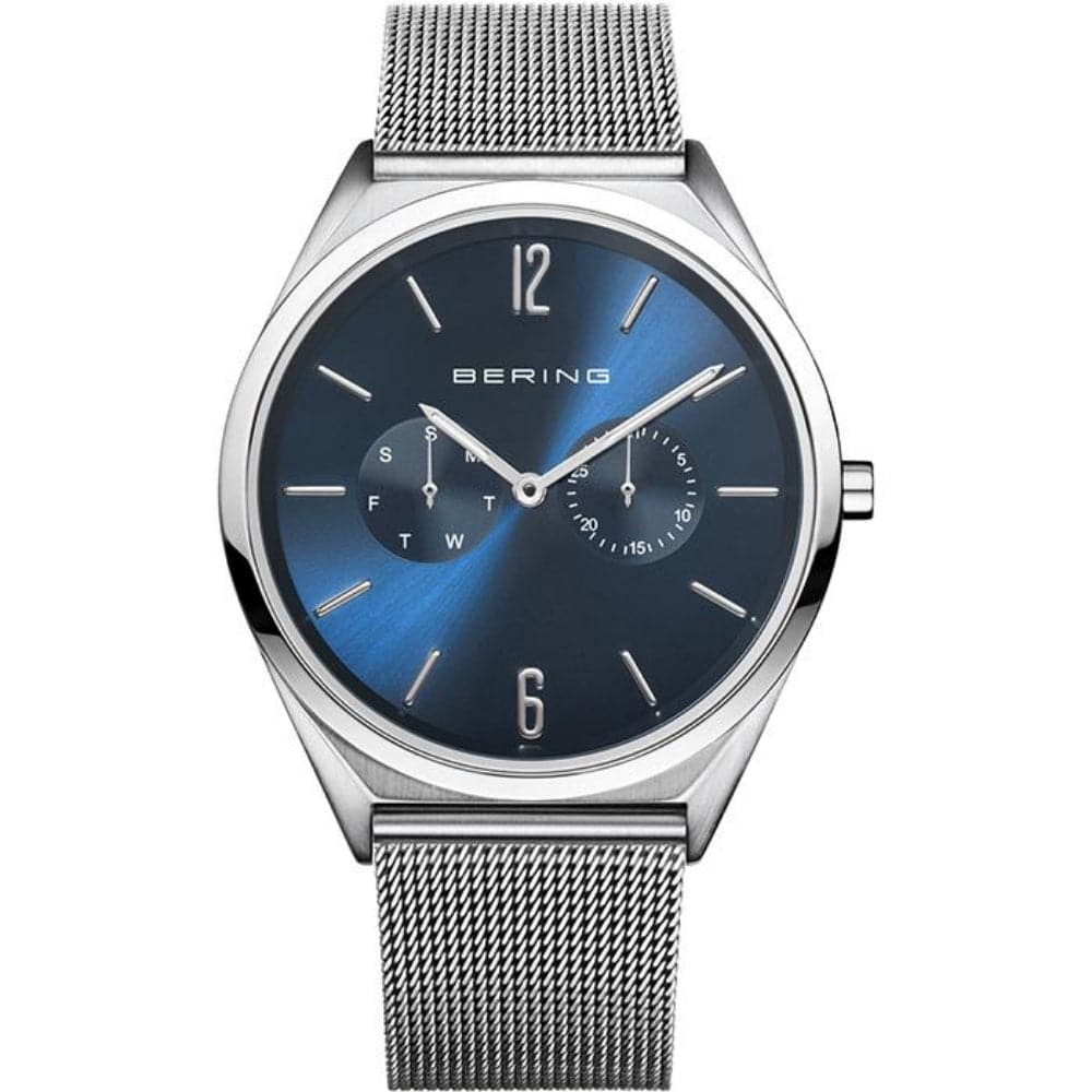 BERING 17140 007 Ultra Slim Unisex Watch - Blue Dial Stainless Steel Minimalist Watch for Men & Women | Perfect for Business, Casual Wear & Gift Giving